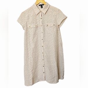 Forever 21 Retro Cream Multi Colored Polka Dot Short Sleeve Shirt Dress, Size M